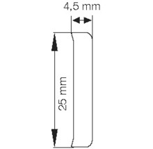 Dessin technique avec dimensions : 25 mm de longueur, 4,5 mm de largeur