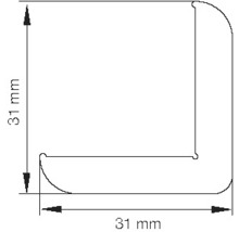 Profilé d''angle avec des dimensions de 31 x 31 millimètres