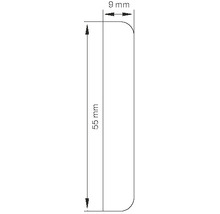 Dessin technique avec dimensions : 55 mm de long et 9 mm de large