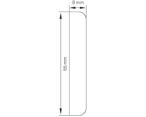 Dessin technique avec dimensions : 55 mm de long et 9 mm de large