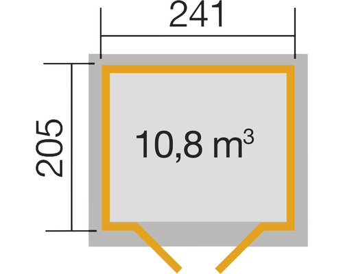 Dimensions : 241 x 205 centimètres, volume : 10,8 mètres cubes