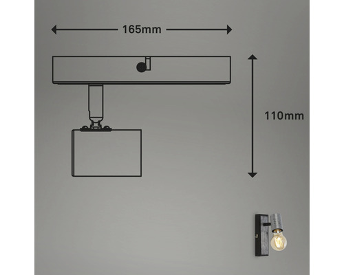 Maße einer Deckenleuchte: 165 mm breit und 110 mm hoch