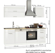 Held Möbel Küchenzeile mit Geräten Mailand 220 cm weiß matt zerlegt 564.1.6210