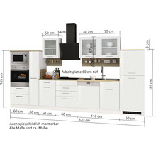 Cuisine complète avec appareils Held Möbel Mailand 370 cm blanc haute brillance démontée 602.1.6210