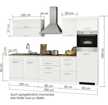 Cuisine complète avec appareils Held Möbel Mailand 290 cm blanc haute brillance démontée 604.1.6210