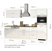 Cuisine complète avec appareils Held Möbel Mailand 300 cm gris haute brillance démontée 611.1.6211