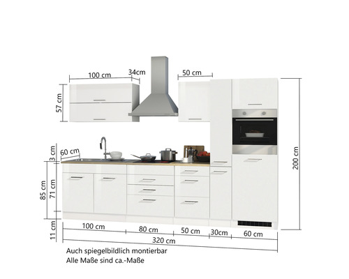 Cuisine équipée avec dimensions