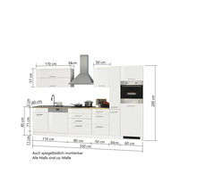 Cuisine complète Held Möbel avec appareils Mailand 330 cm blanc haute brillance démontée variante réversible 623.1.6210