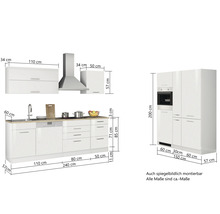 Cuisine complète Held Möbel sans appareils Mailand 390 cm gris haute brillance démontée variante réversible 636.1.6211