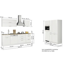 Cuisine complète Held Möbel avec appareils Mailand 390 cm blanc haute brillance démontée variante réversible 637.1.6210