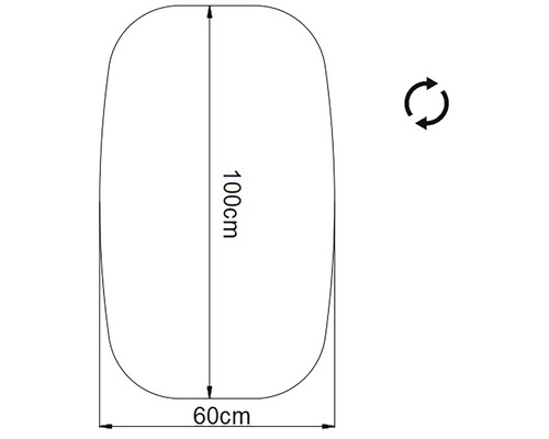 Skizze mit den Maßen 100 cm Höhe und 60 cm Breite