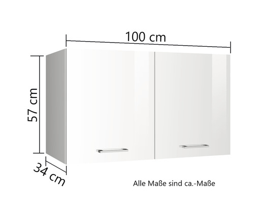 Küchenhängeschrank mit den Maßen 100 cm Breite, 57 cm Höhe und 34 cm Tiefe