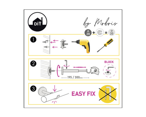 Instructions pour l''installation d''une tringle à rideaux de Mobois