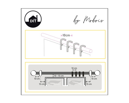 Instructions de montage pour tringle à rideaux avec dimensions