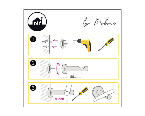 Instructions de montage pour un accessoire de salle de bain de Mobois
