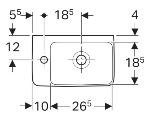 Dessin technique d''un lavabo avec indications de dimensions