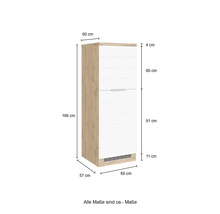 Held Möbel Kühlumbauschrank für 88er Einbaukühlschrank Florenz BxTxH 60 x 60 x 165 cm grau matt zerlegt Anschlag reversibel 474.6293