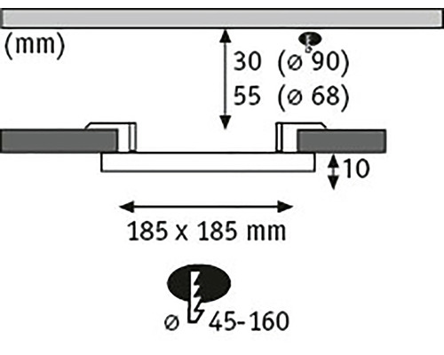 Dessin technique avec dimensions en millimètres