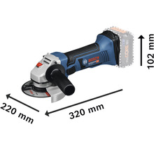 Bosch Professional Akku-Winkelschleifer mit Abmessungen