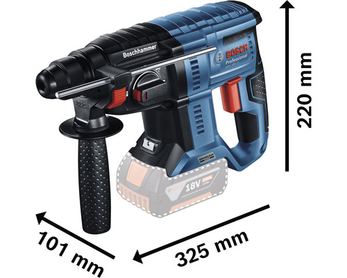 Marteau perforateur Bosch avec les dimensions 101 mm x 325 mm x 220 mm