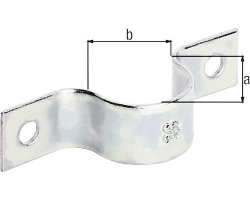 Rohrschelle mit Größenangaben a und b
