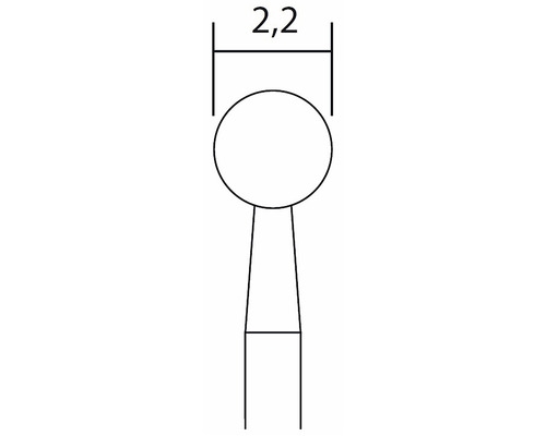 Dessin technique d''une tête de crayon avec indication 2,2 pour le diamètre
