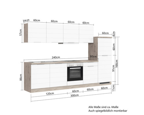 Küchenzeile mit Maßen