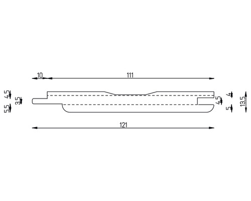 Technische Zeichnung eines Profils mit Maßangaben