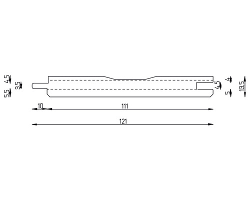 Technische Zeichnung eines Profils mit Maßangaben
