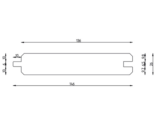 Dessin technique d''un bois profilé avec indication des dimensions