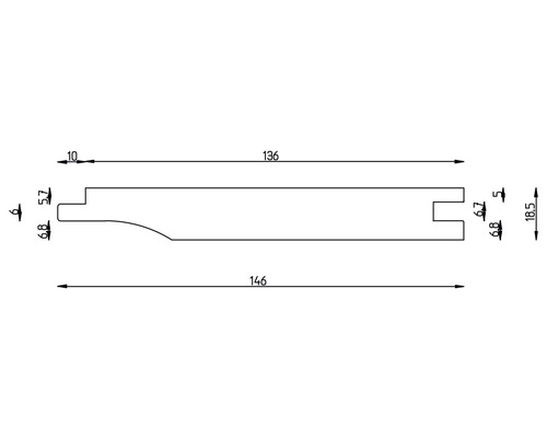 Technische Zeichnung eines Profils mit Maßangaben