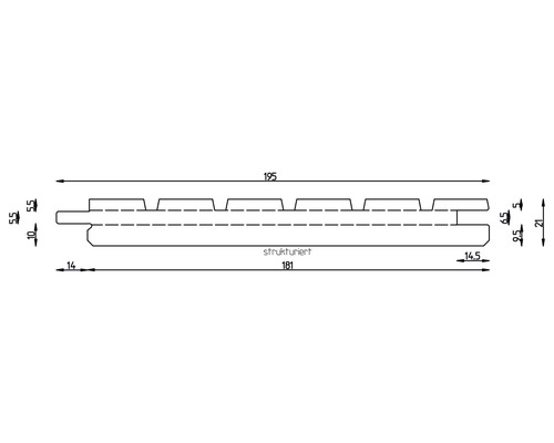 Dessin technique d''un profilé structuré avec indications de dimensions