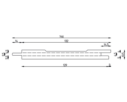 Schéma technique d''un profilé rainure et languette avec dimensions