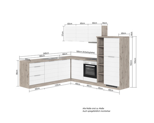 Küchenzeile mit Maßen