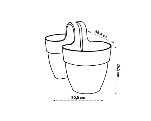 Abbildung einer Balkonkastenhalterung mit Maßangaben