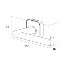 Technische Zeichnung eines Toilettenpapierhalters mit Maßangaben