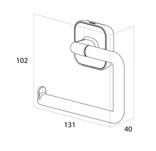 Technische Zeichnung eines Toilettenpapierhalters mit Maßangaben.