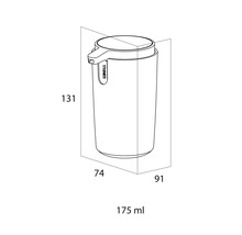 Dessin technique d''un distributeur de savon avec dimensions.