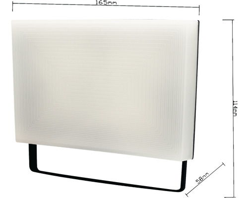 Wandleuchte mit rechteckigem Schirm und schwarzer Halterung