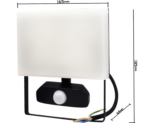 Aussenleuchte mit Bewegungsmelder und Abmessungen 165 x 185 mm