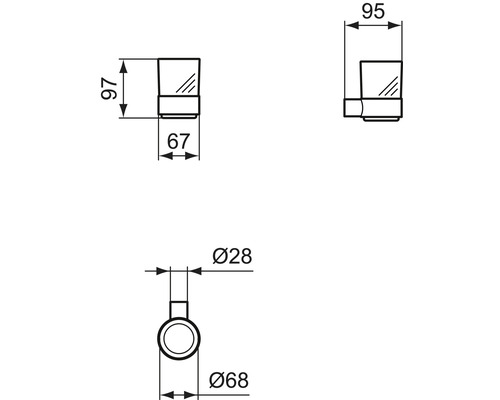 Dessin technique d''un accessoire de salle de bain avec dimensions