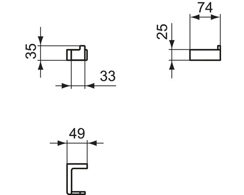 Dessin technique d''une poignée de meuble avec dimensions