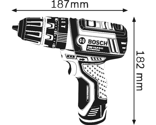 Bohrschrauber mit den Maßen 187 mm x 182 mm