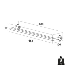 Technische Zeichnung eines Handtuchhalters mit Maßangaben