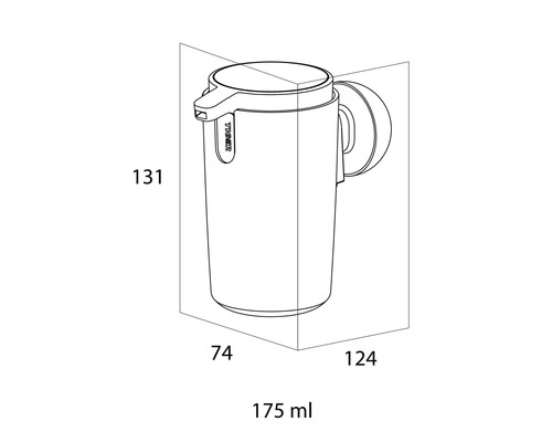Dessin technique d''un distributeur de savon avec dimensions