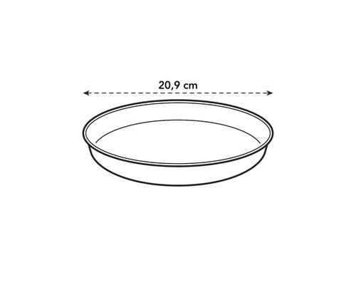 Soucoupe de plantes avec indication de la taille 20,9 cm