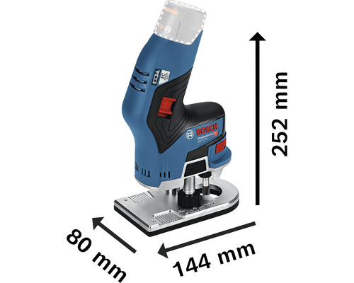 Bosch Oberfräse mit Abmessungsangaben