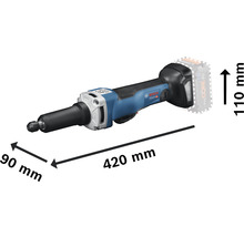 Bosch Professional Akku-Geradschleifer mit Abmessungen 420 mm Länge, 90 mm Breite und 110 mm Höhe