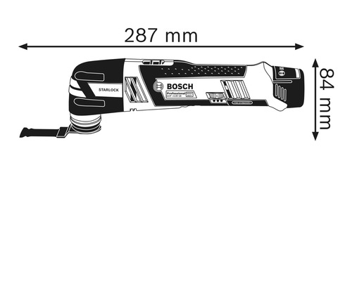 Outil multifonction Bosch Dimensions: 287 mm de longueur, 84 mm de hauteur