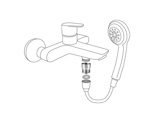 Robinet avec pomme de douche et adaptateur pour le robinet d''eau